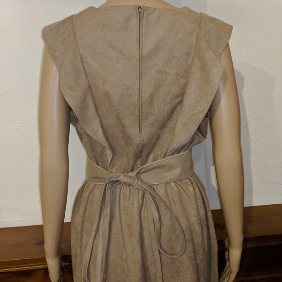 Vintage 70s Tan Brown Midi Dress Size 14.5 - Picture 4 of 7